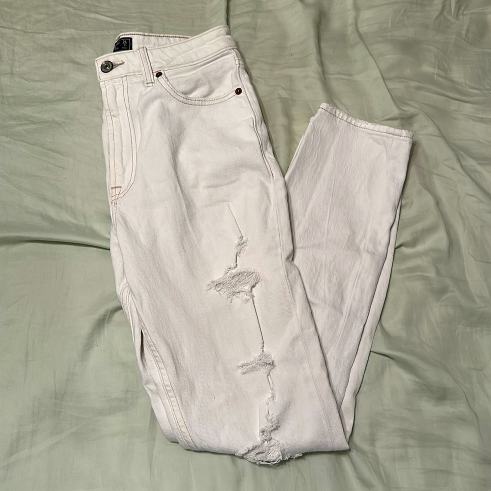 Abercrombie and Fitch, high-rise, slim fit jeans , White , size 26(2)